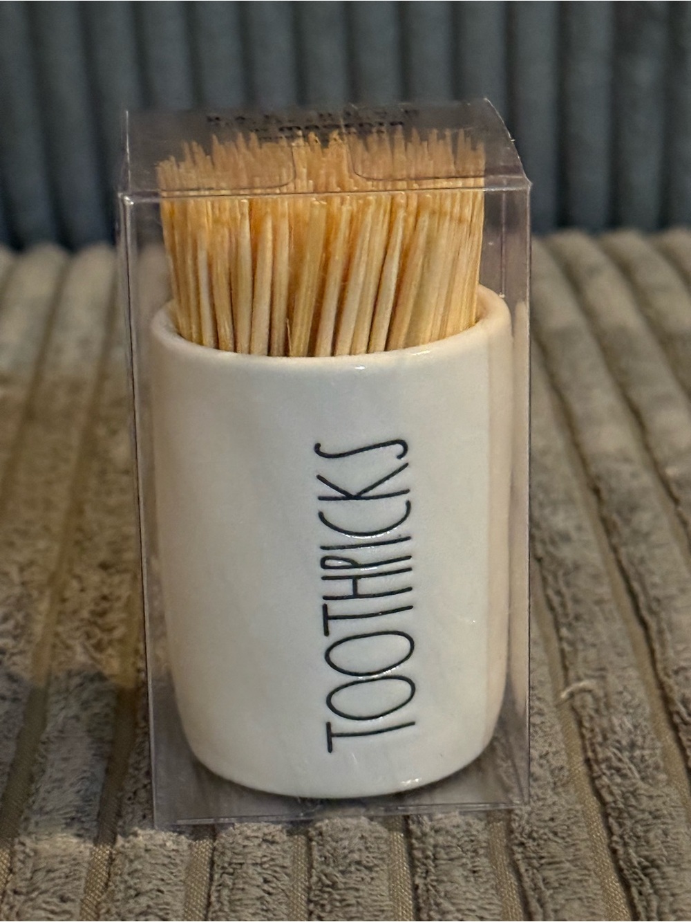 Rae Dunn White Ceramic Toothpicks Holder - White "TOOTHPICKS" - Picture 6 of 6